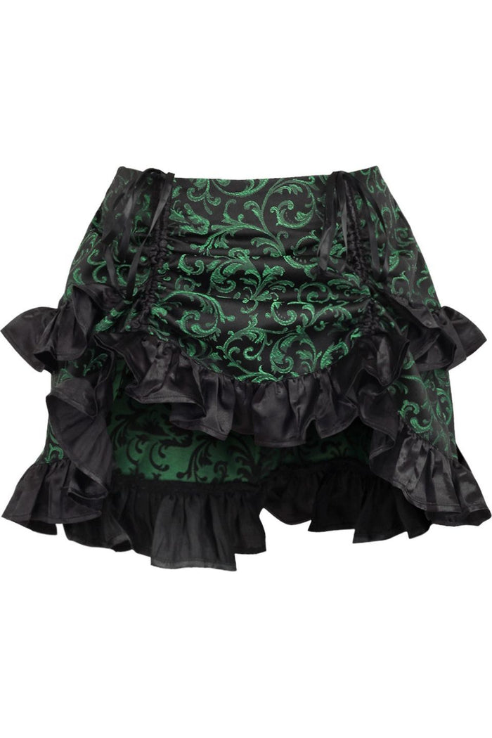 daisy beachwear Green/Black Brocade Ruched Bustle Skirt