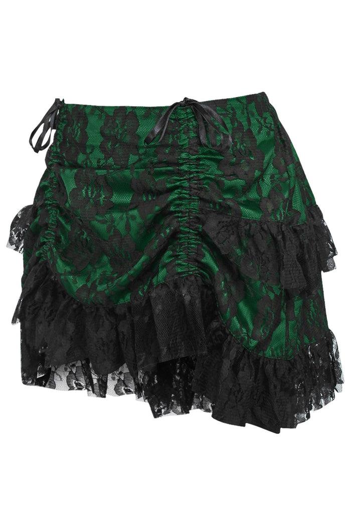 Daisy Beachwear Green/Black Lace Ruched Bustle Skirt