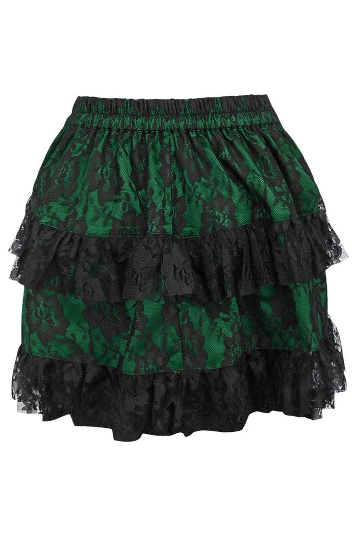 Daisy Beachwear Green/Black Lace Ruched Bustle Skirt