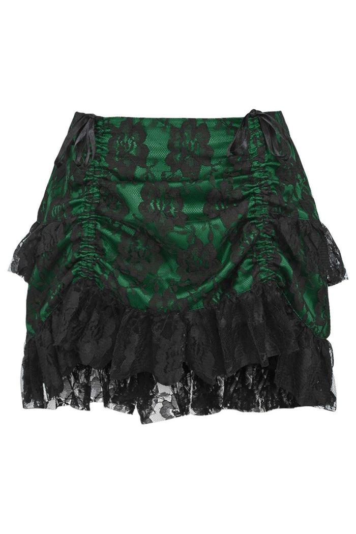 daisy beachwear Green/Black Lace Ruched Bustle Skirt