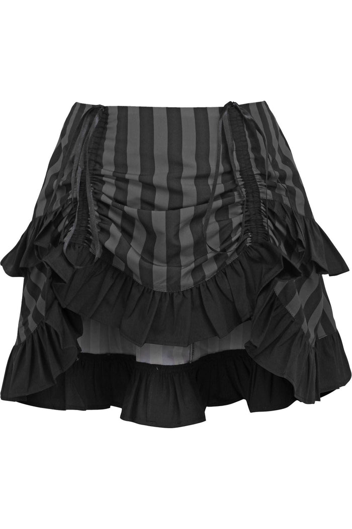 daisy beachwear Grey/Black Striped Ruched Bustle Skirt