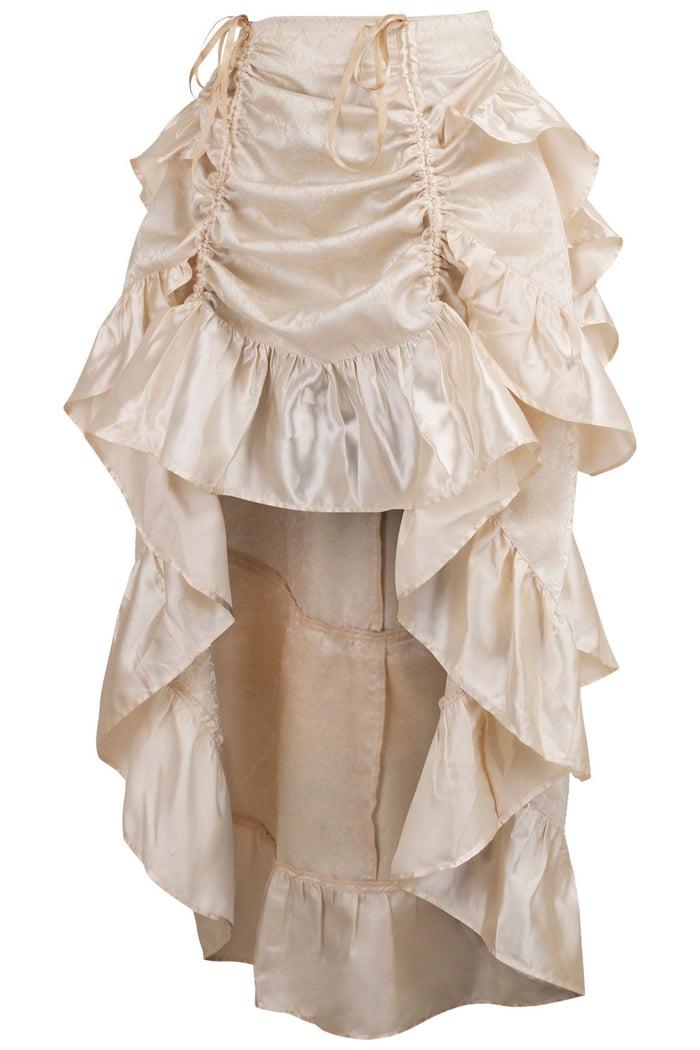 Daisy Beachwear Ivory Brocade Adjustable High Low Bustle Skirt