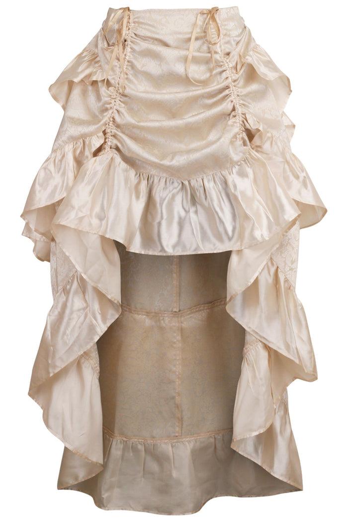 daisy beachwear Ivory Brocade Adjustable High Low Bustle Skirt