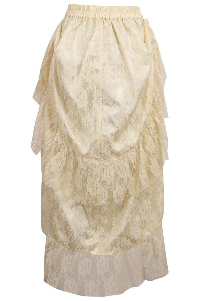 Daisy Beachwear Ivory Lace Adjustable High Low Bustle Skirt