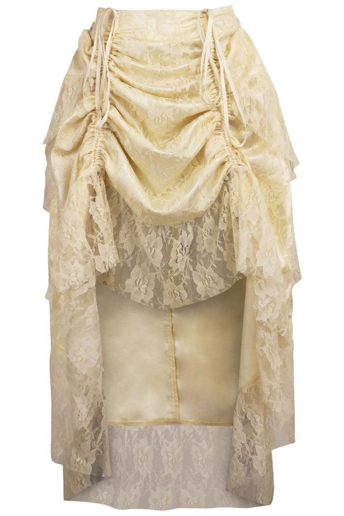 daisy beachwear Ivory Lace Adjustable High Low Bustle Skirt