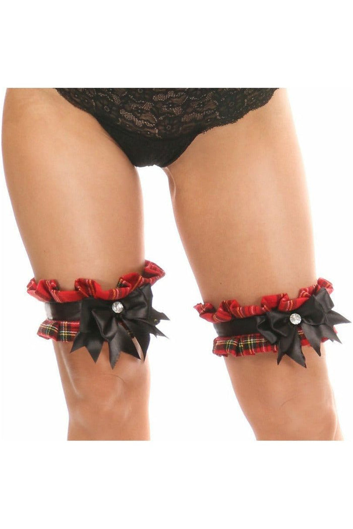 daisy beachwear Kitten Collection Red Plaid Leg Garters (Set of 2)