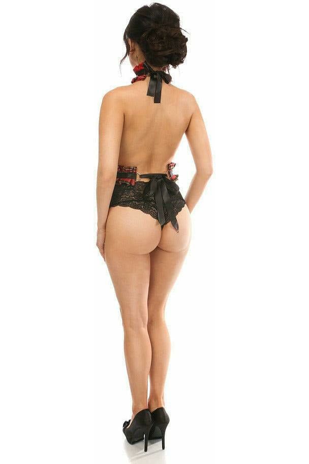 Daisy Beachwear Kitten Collection Red Plaid Single Strap Body Harness