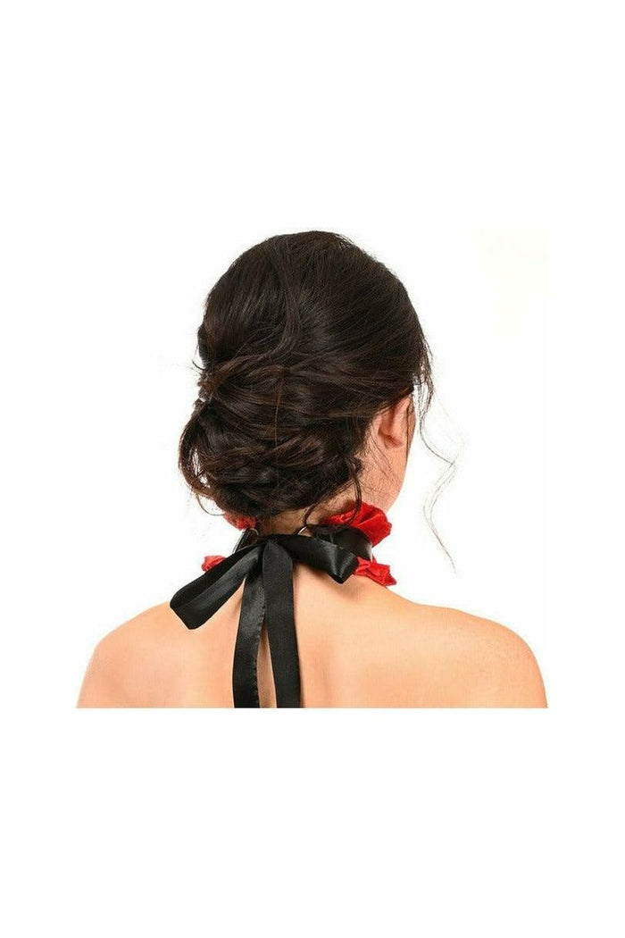 Daisy Beachwear Kitten Collection Red Velvet & Faux Leather Choker