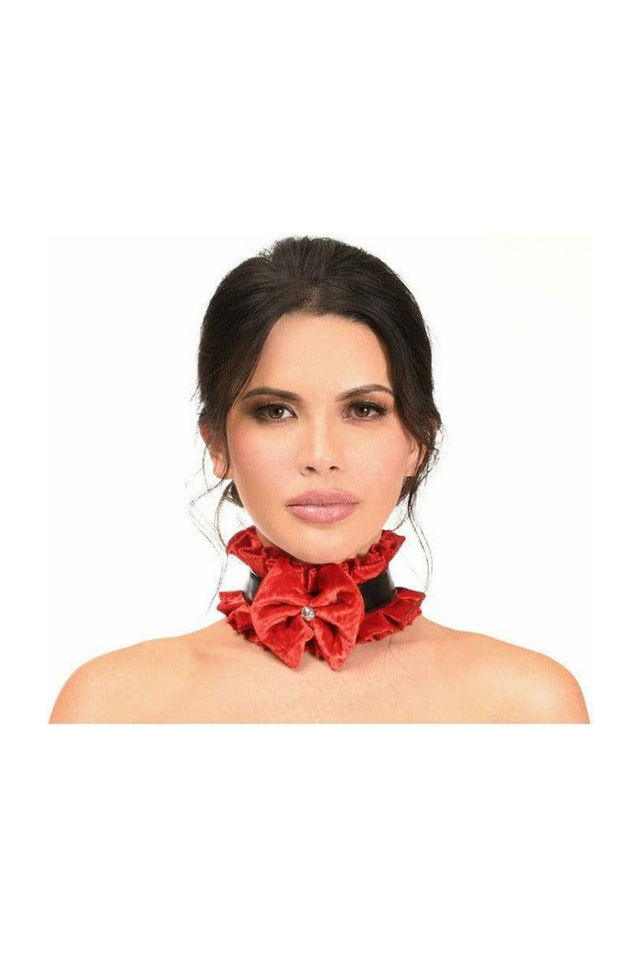 daisy beachwear Kitten Collection Red Velvet & Faux Leather Choker