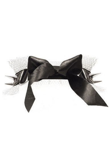Daisy Beachwear Kitten Collection White/Black Fishnet Spike Choker