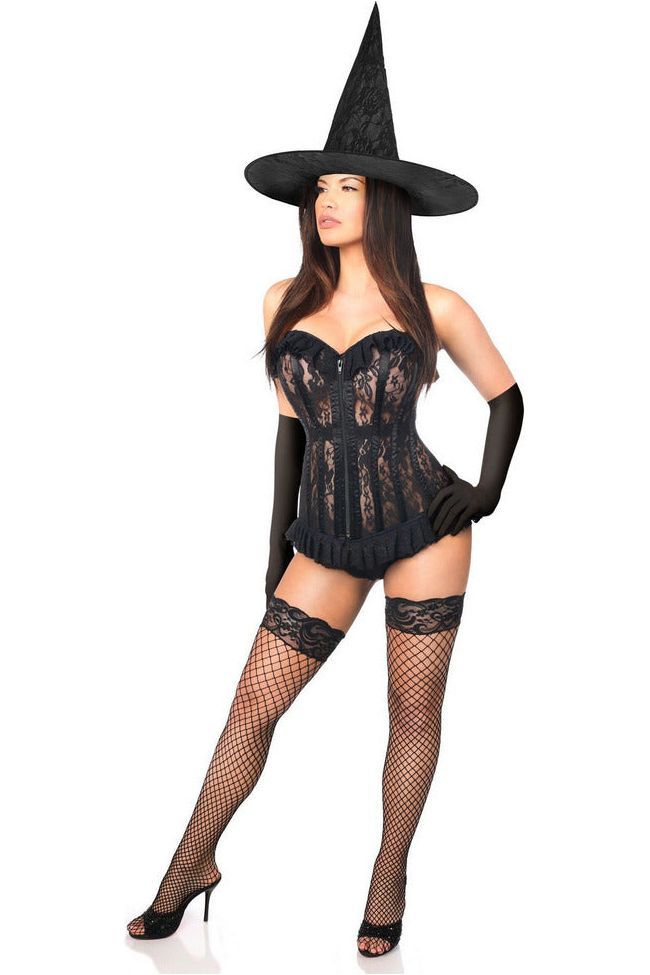 daisy beachwear Lavish 3 PC Sheer Lace Witch Corset Costume