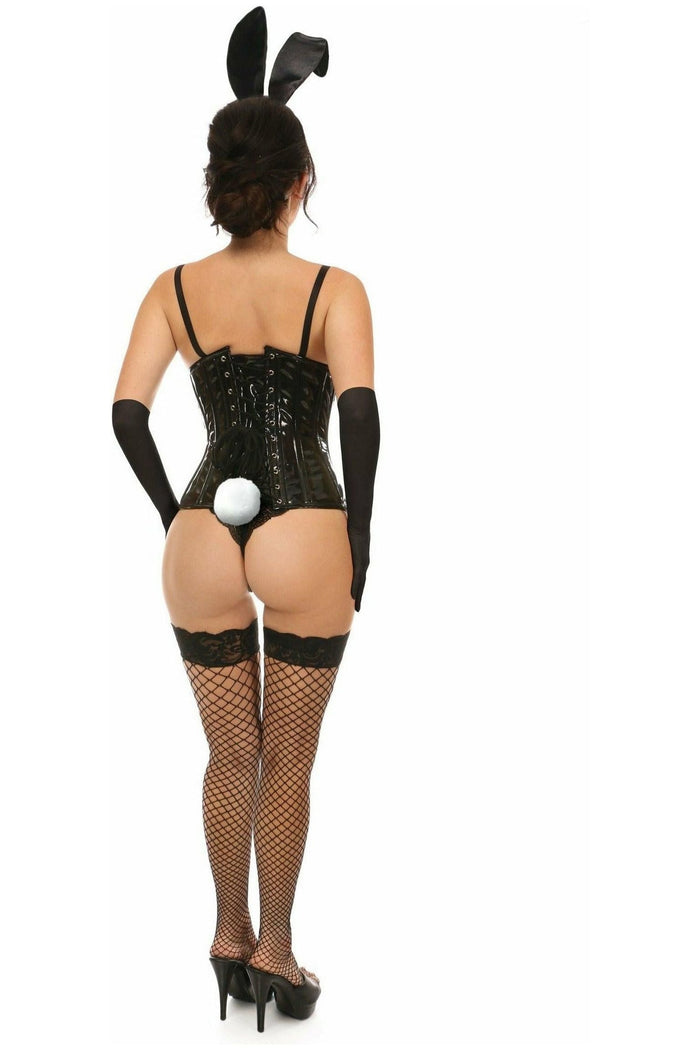 Daisy Beachwear Lavish 4 PC Black Vinyl Bunny Corset Costume