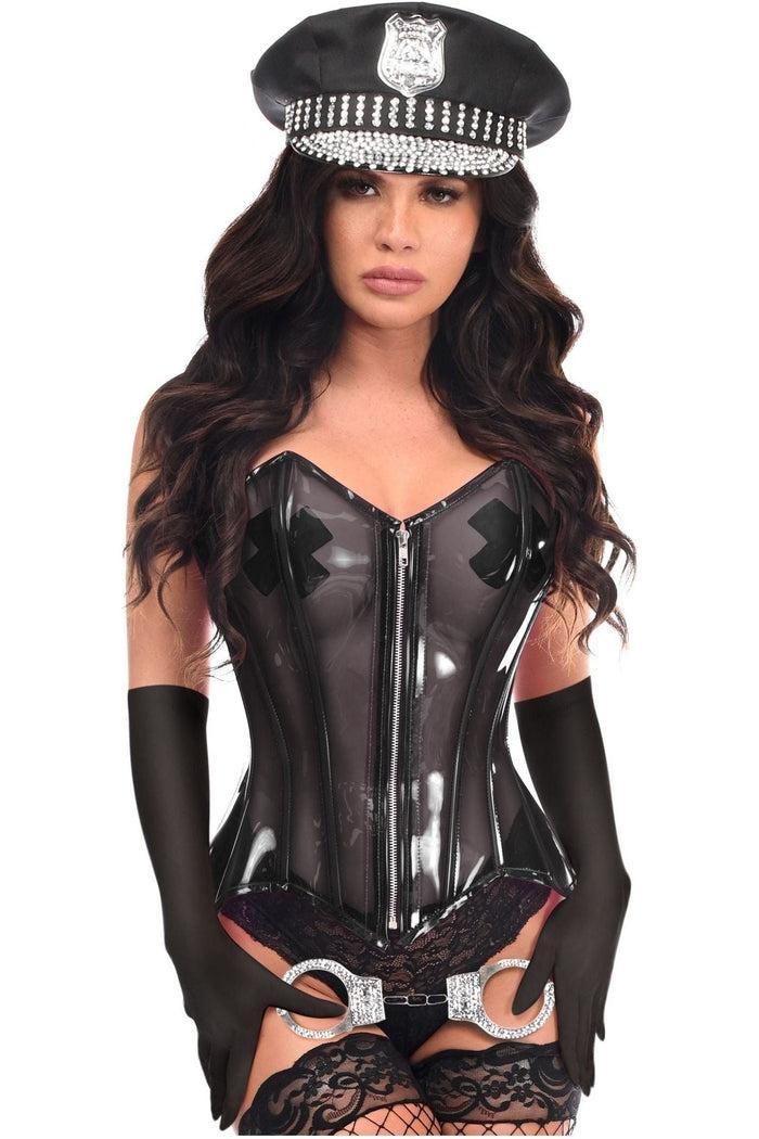 Daisy Beachwear Lavish 4 PC Clear Black Cop Corset Costume