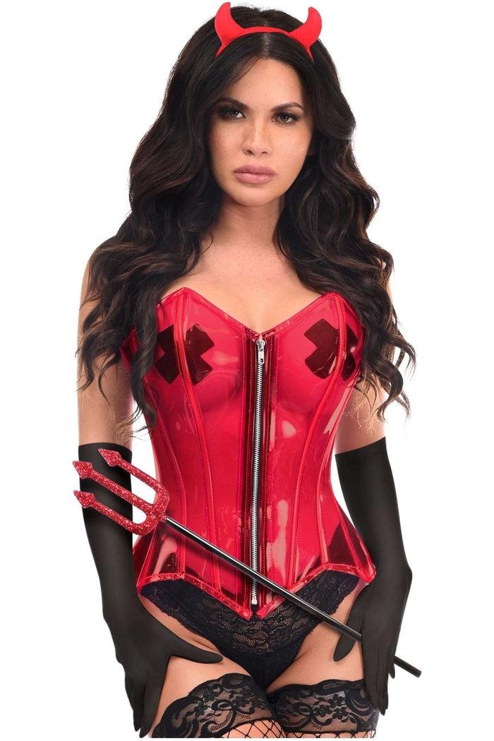 Daisy Beachwear Lavish 4 PC Clear Red Sexy Devil Corset Costume