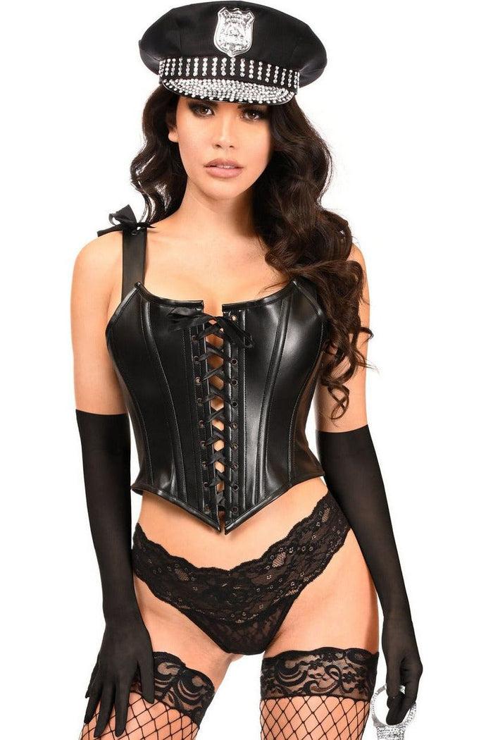 Daisy Beachwear Lavish 4 PC Faux Leather Cop Corset Costume