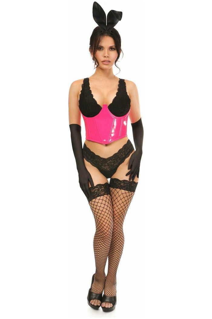 daisy beachwear Lavish 4 PC Pink PVC Bunny Corset Costume