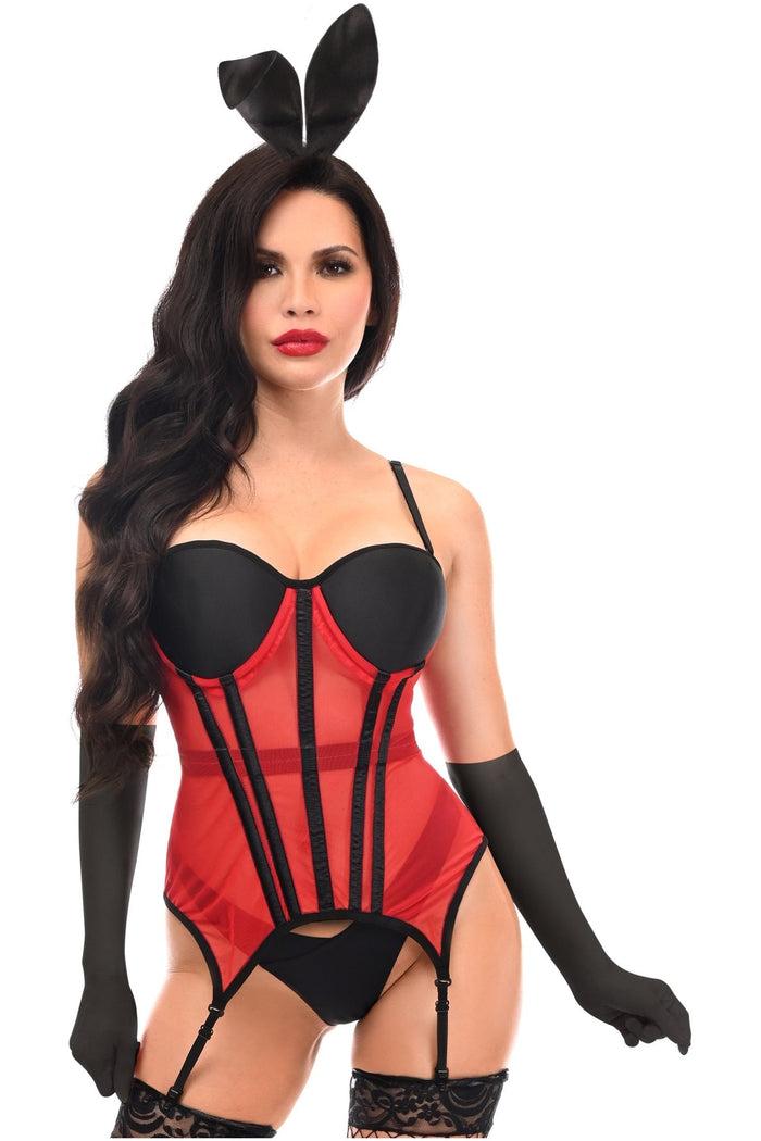 Daisy Beachwear Lavish 4 PC Red/Black Sexy Bunny Lingerie Costume