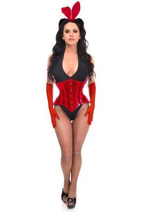 daisy beachwear Lavish 4 PC Red Festival Bunny Corset Costume