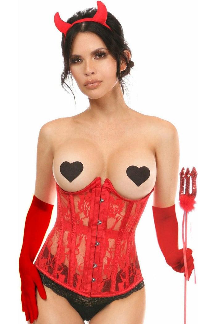 Daisy Beachwear Lavish 4 PC Sexy Red Devil Corset Costume