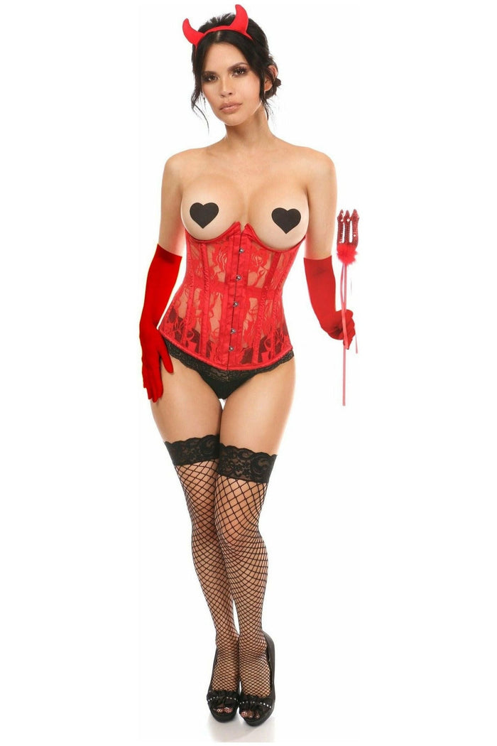 daisy beachwear Lavish 4 PC Sexy Red Devil Corset Costume