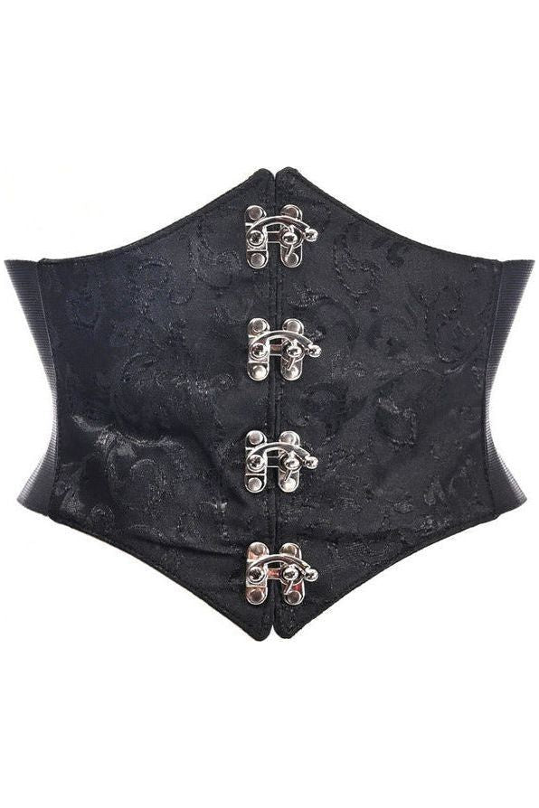 daisy beachwear Lavish Black/Black Swirl Brocade Corset Belt Cincher w/Clasps