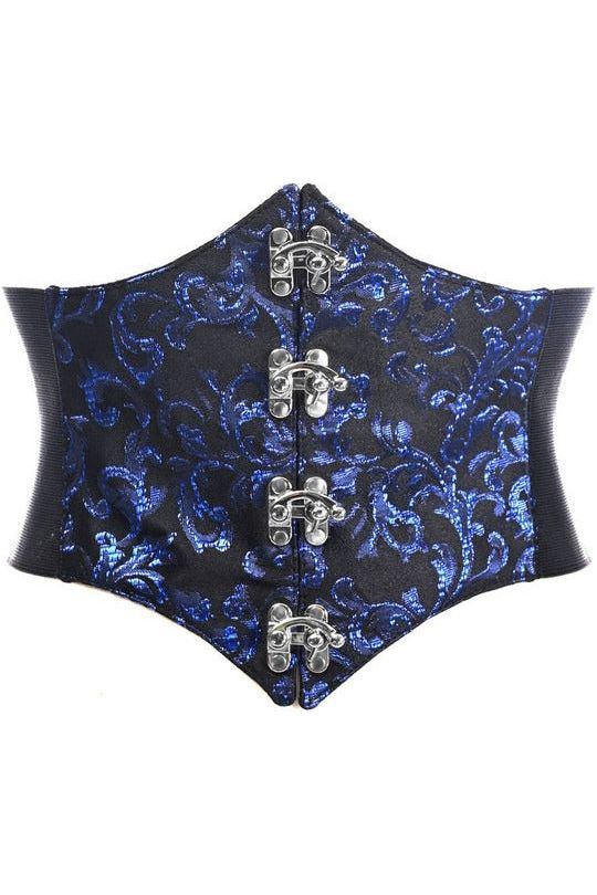 daisy beachwear Lavish Black/Blue Swirl Brocade Corset Belt Cincher w/Clasps
