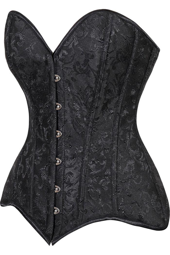 Daisy Beachwear Lavish Black Brocade Overbust Corset W/Busk Closure