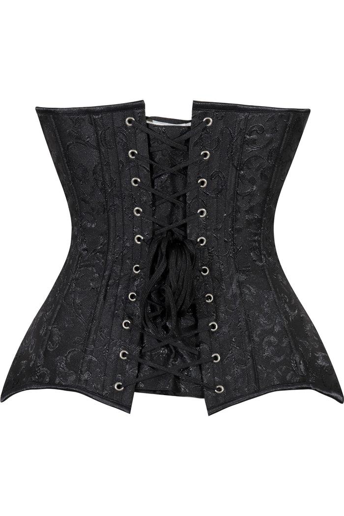 Daisy Beachwear Lavish Black Brocade Overbust Corset W/Busk Closure