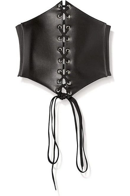 daisy beachwear Lavish Black Faux Leather Corset Belt Cincher