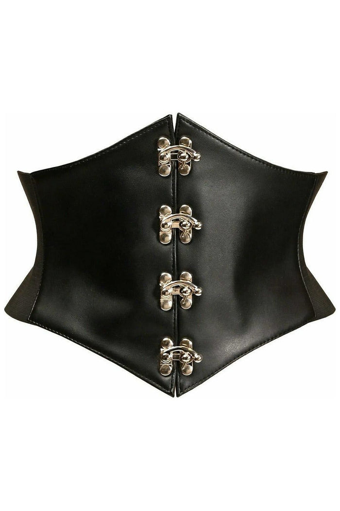 daisy beachwear Lavish Black Faux Leather Corset Belt Cincher w/Clasps