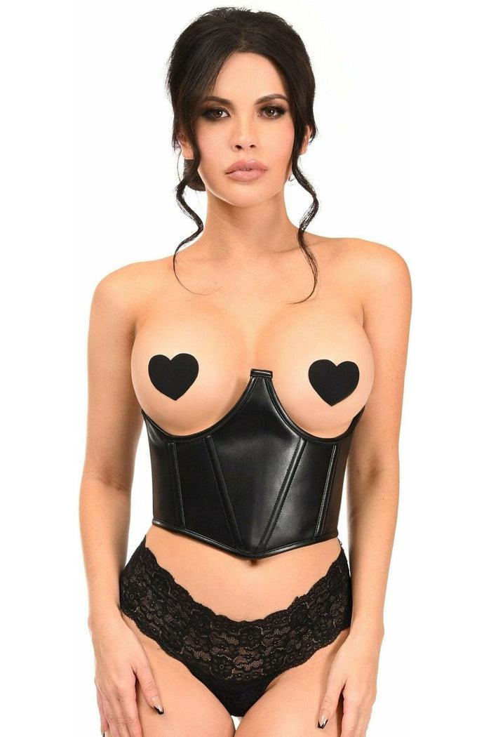 daisy beachwear Lavish Black Faux Leather Underwire Cincher Corset