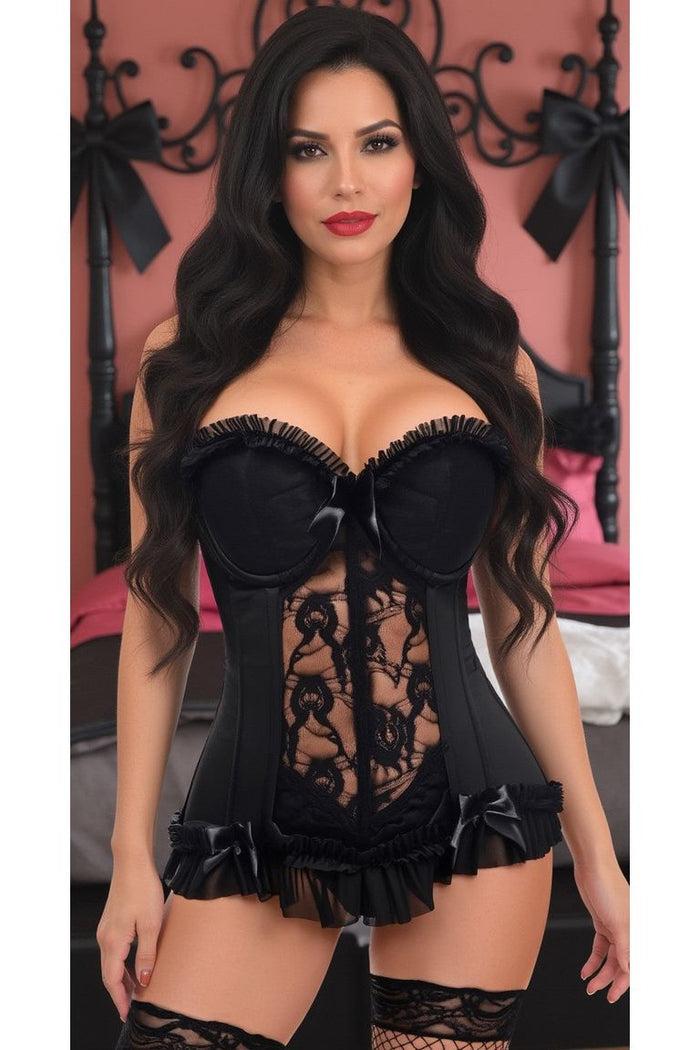 daisy beachwear Lavish Black Lycra & Lace Hook & Eye Stretch Bustier Corset