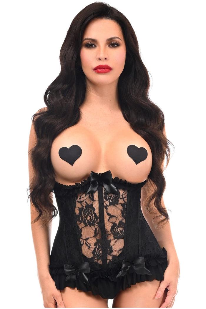 daisy beachwear Lavish Black Lycra & Lace Hook & Eye Stretch Underbust Corset