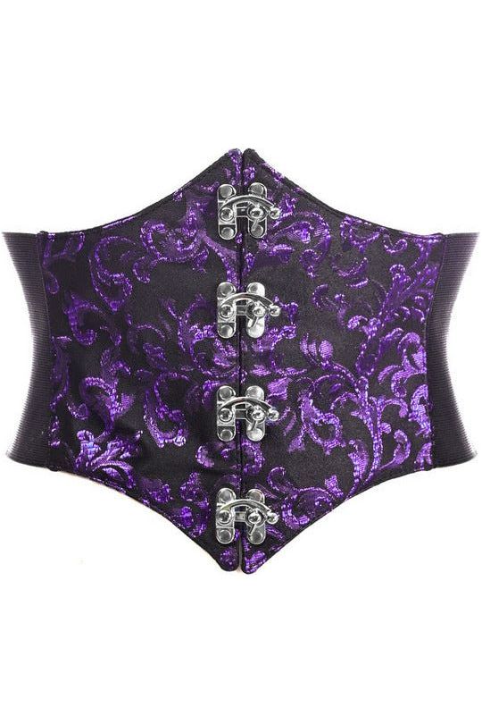 daisy beachwear Lavish Black/Purple Swirl Brocade Corset Belt Cincher w/Clasps