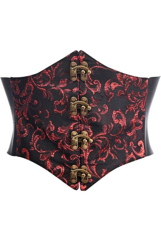 daisy beachwear Lavish Black/Red Swirl Brocade Corset Belt Cincher w/Clasps