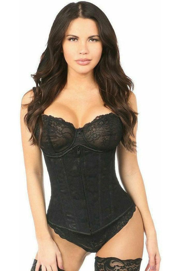 daisy beachwear Lavish Black Underbust Corset w/Black Lace Overlay