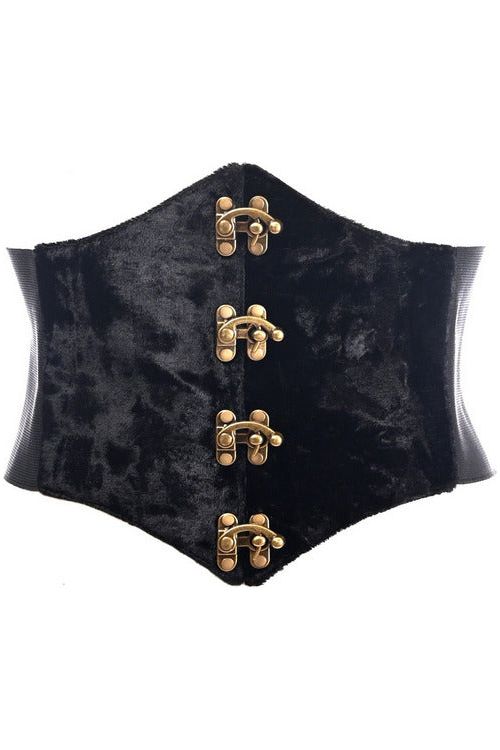 daisy beachwear Lavish Black Velvet Corset Belt Cincher w/Clasps