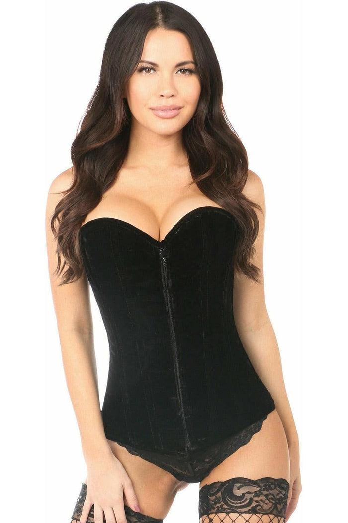 daisy beachwear Lavish Black Velvet Overbust Corset