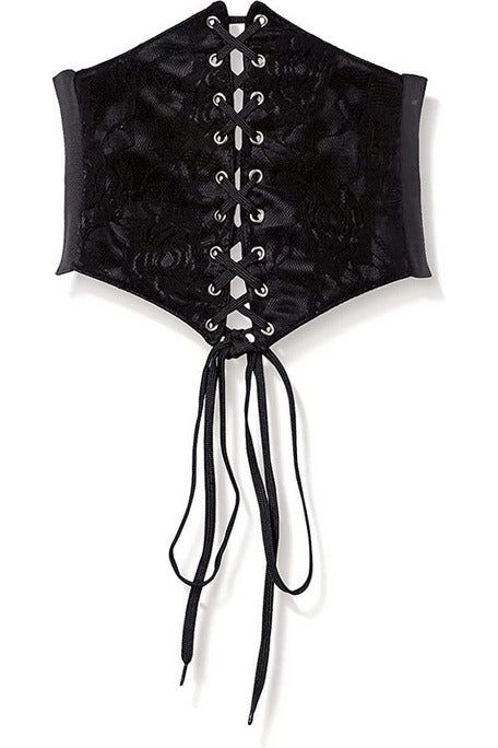 daisy beachwear Lavish Black w/Black Lace Overlay Corset Belt Cincher