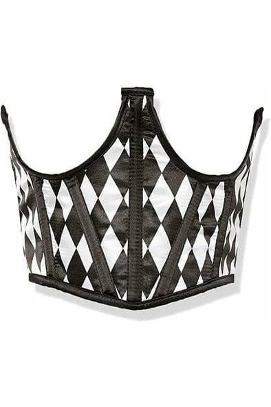 daisy beachwear Lavish Black & White Diamond Satin Open Cup Waist Cincher