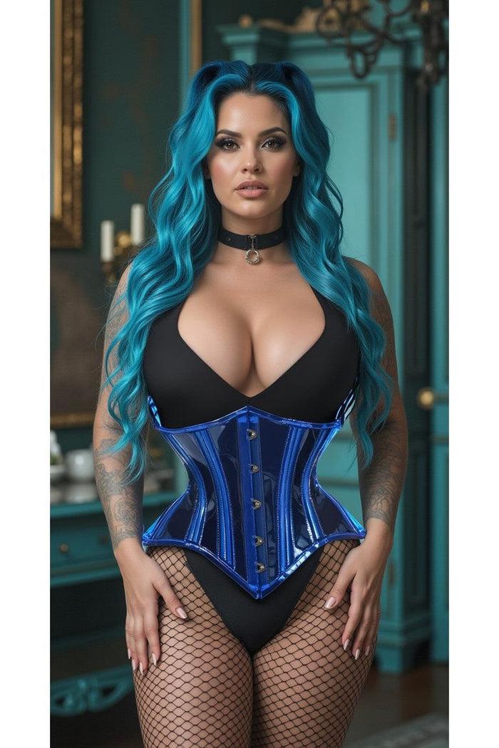 Daisy Beachwear Lavish Blue Clear Curvy Underbust Waist Cincher Corset