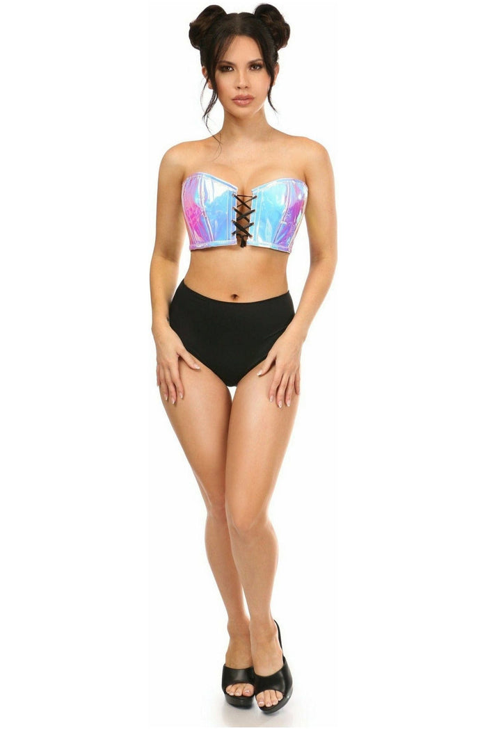 Daisy Beachwear Lavish Blue/Purple Holo Lace-Up Bustier Top
