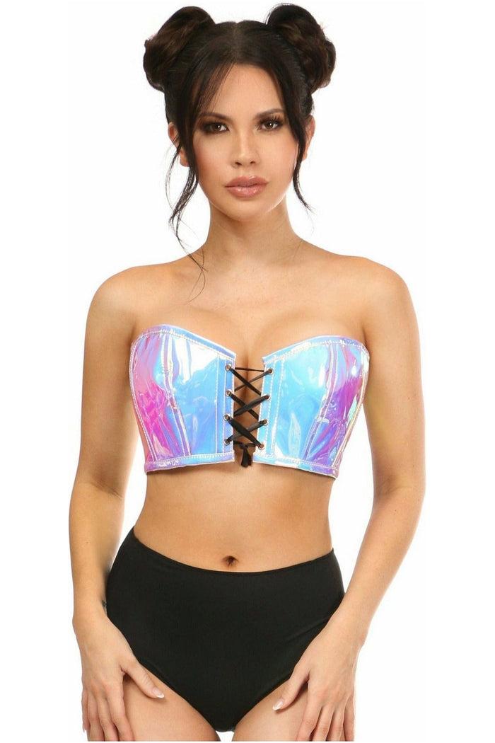 daisy beachwear Lavish Blue/Purple Holo Lace-Up Bustier Top