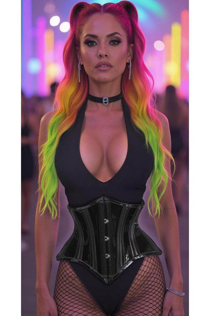 daisy beachwear Lavish Clear Black Curvy Cut Mini Cincher Corset