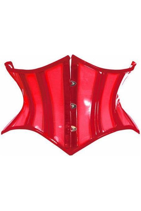 daisy beachwear Lavish Clear Red Curvy Cut Mini Cincher Corset