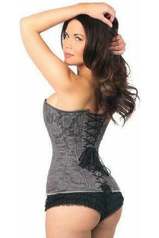 Daisy Beachwear Lavish Dark Grey Lace Overbust Corset W/Zipper