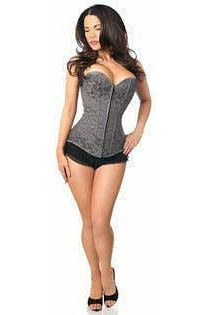 Daisy Beachwear Lavish Dark Grey Lace Overbust Corset W/Zipper