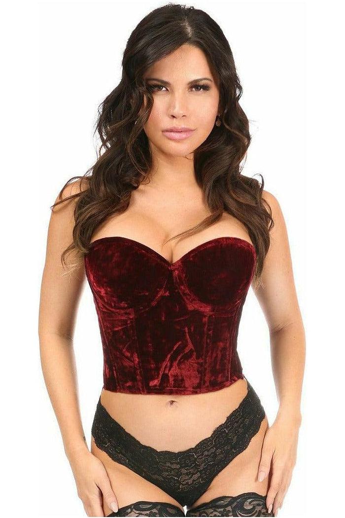 daisy beachwear Lavish Dark Red Crushed Velvet Underwire Bustier