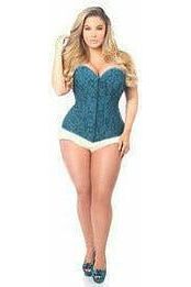 Daisy Beachwear Lavish Dark Teal Lace Overbust Corset W/Zipper