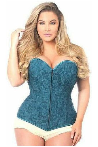 daisy beachwear Lavish Dark Teal Lace Overbust Corset w/Zipper